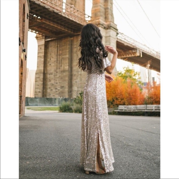 ✨Boho Glam Silver Sequin Maxi Dress - Picture 2 of 7